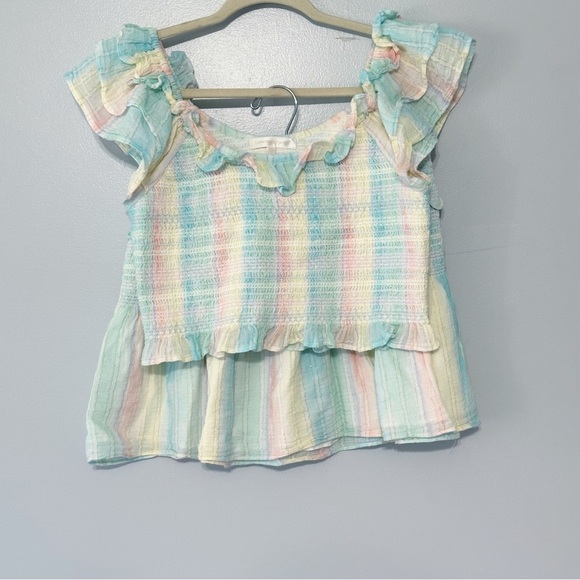 LoveShackFancy Saba Smocked Crop Top & Camilla Mini Skirt Size Large Rainbow - Picture 5 of 14